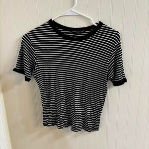 American Dream Black and White Striped Tee - Fitted